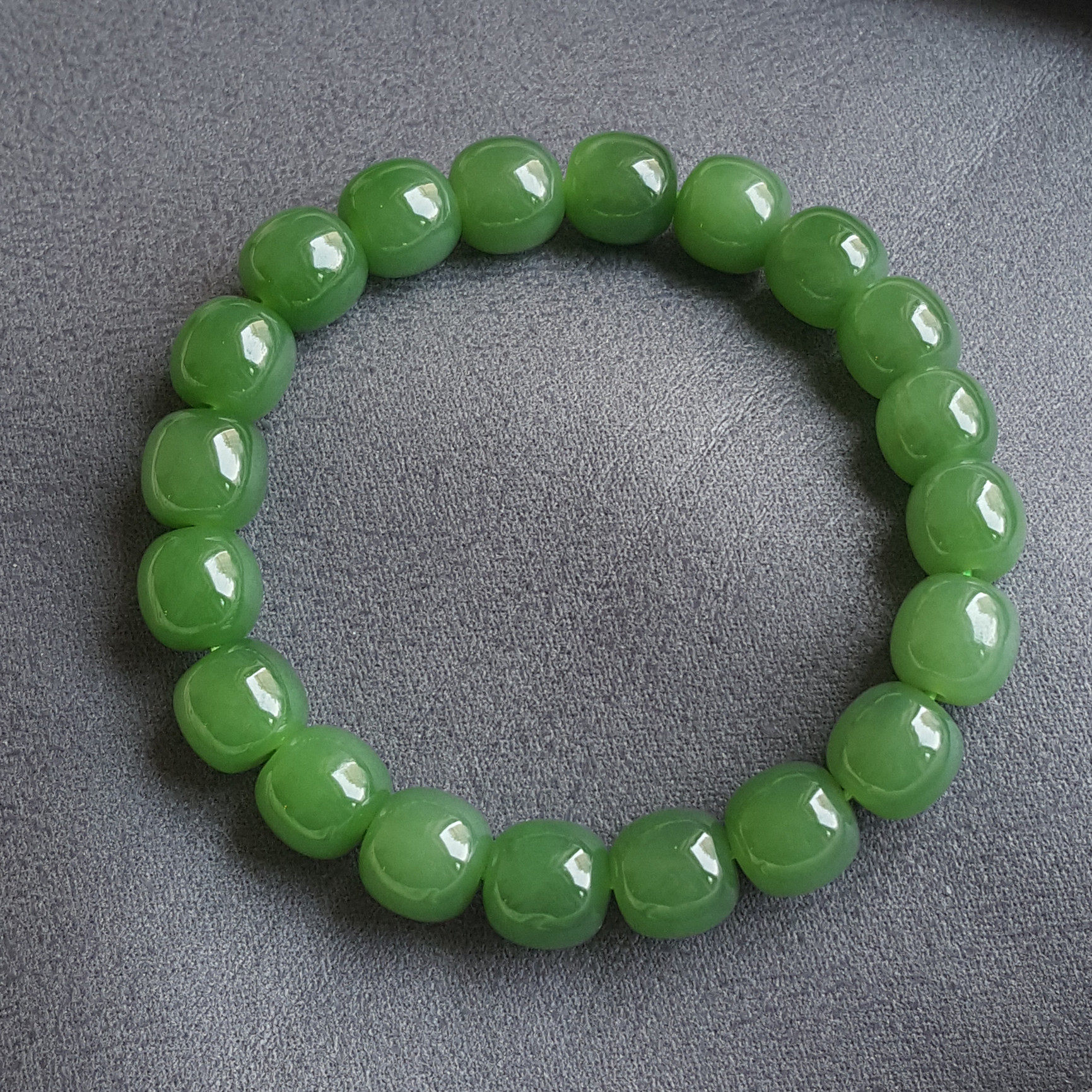 天然和田碧玉手串男女转运珠圆单颗俄罗斯正品玉石菠菜绿项链