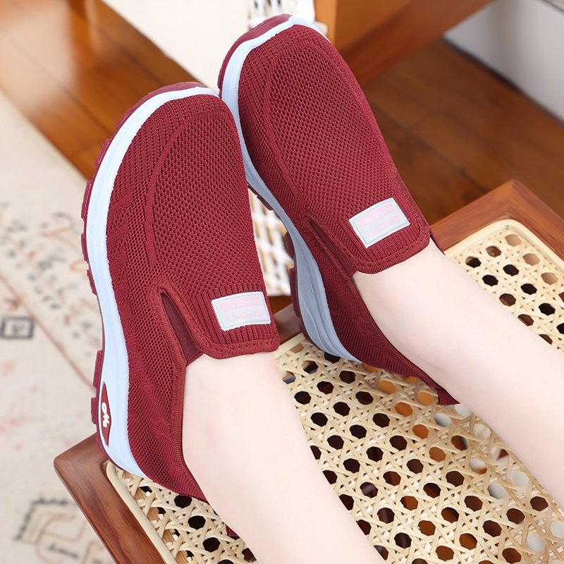 休闲风飞织网面鞋女一脚蹬透气舒适软底防滑妈妈鞋居家老人懒人鞋,女鞋,网面鞋,淘宝优惠券,粉丝福利购,淘宝优惠卷