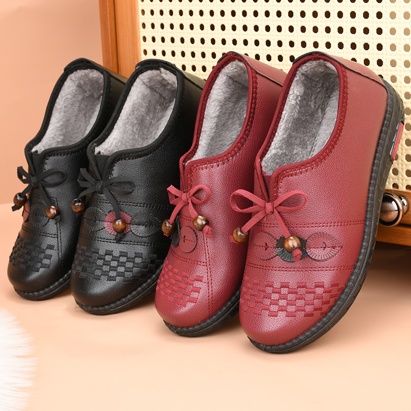 冬季棉鞋防水皮面一脚蹬防滑软底