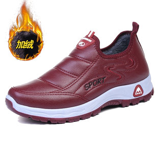 冬季老北京二棉鞋女加绒保暖奶奶鞋防水防滑一脚蹬中老年妈妈棉靴