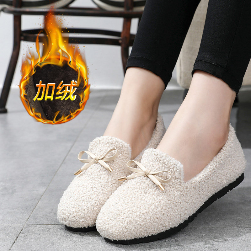 毛毛鞋女冬外穿豆豆鞋加绒棉鞋家居防滑软底一脚蹬厚底保暖妈妈鞋,女鞋,棉鞋,淘宝优惠券,粉丝福利购,淘宝优惠卷