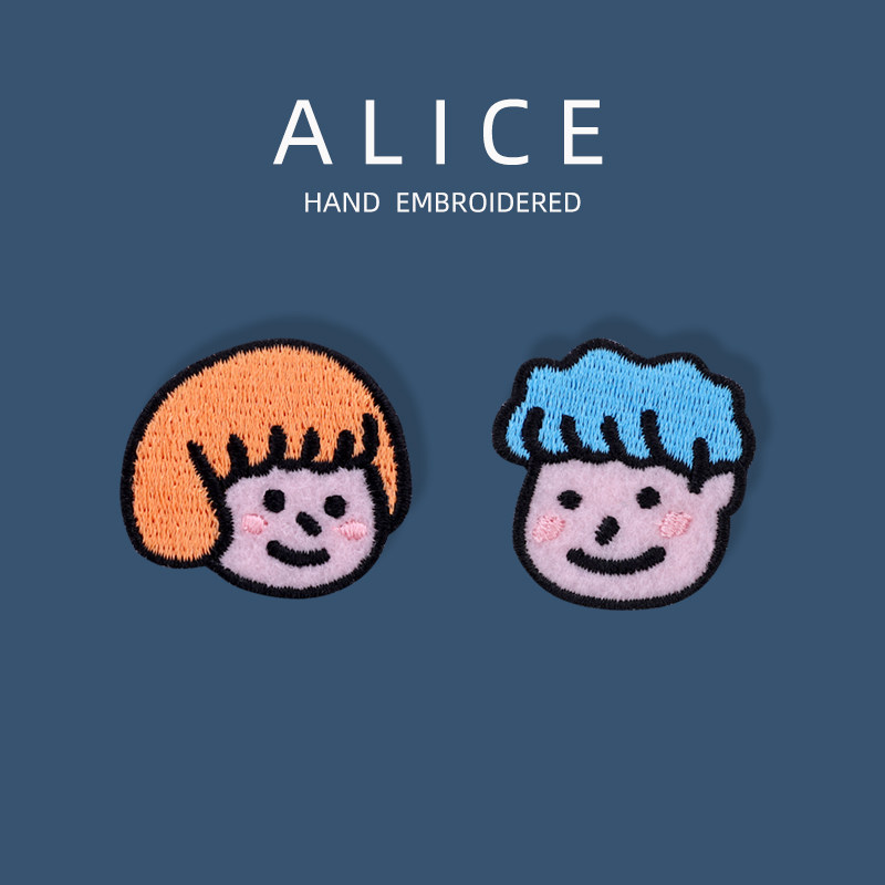 情侣头像刺绣贴包手帐DIY装饰贴