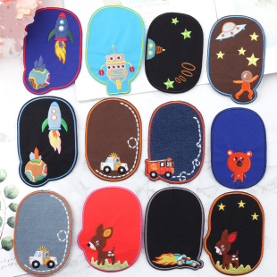 饰修补贴花刺绣背胶熨烫补丁贴 装 卡通膝盖儿童衣服牛仔裤 子时尚