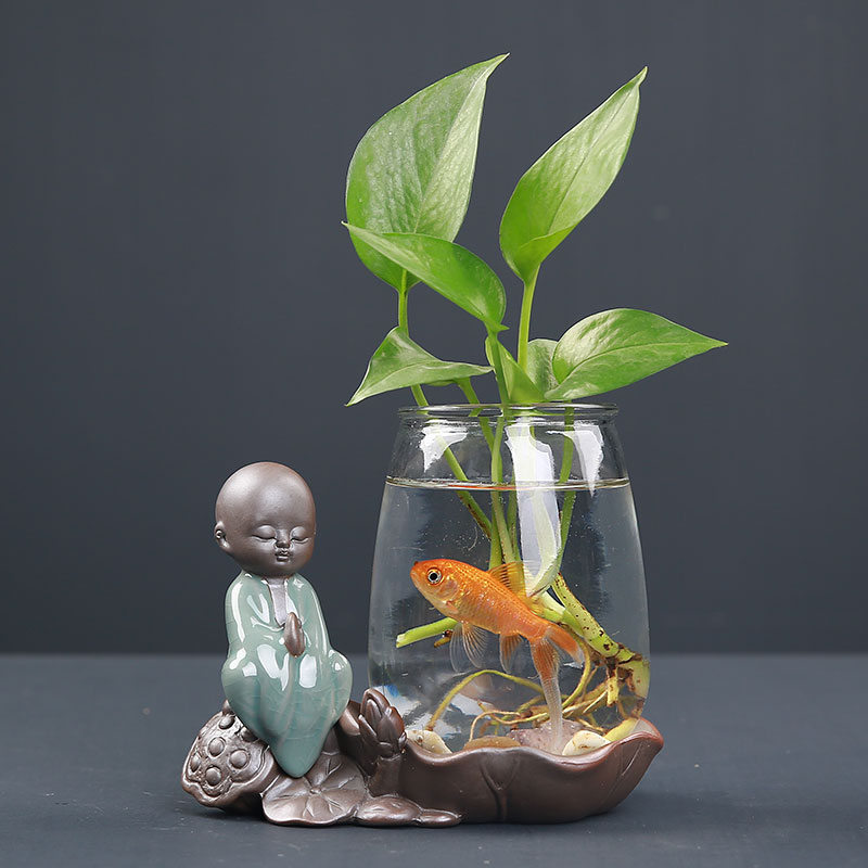 创意绿萝水培花盆器皿水养玻璃透明富贵竹鲜花瓶插花花瓶摆件客厅