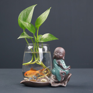 创意绿萝水培玻璃花盆家用水养植物花瓶器皿鲜花瓶插花瓶客厅