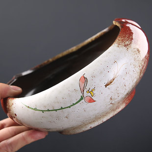 水仙花陶瓷铜钱草花盆水培睡莲多肉碗莲专用盆家用陶器金钱草花盆