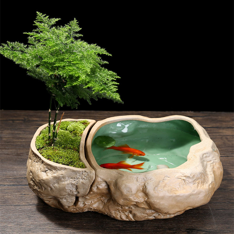水培碗莲铜钱草花盆陶瓷大号水养植物绿萝器皿多肉盆栽金鱼缸无孔