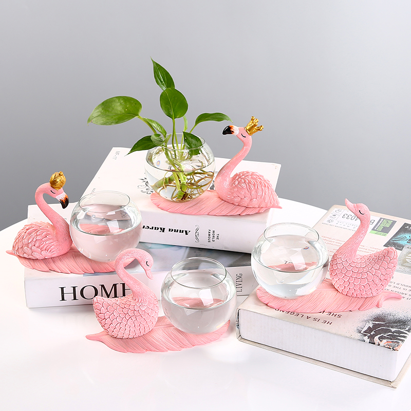 器皿透明花盆水养创意火烈鸟绿萝