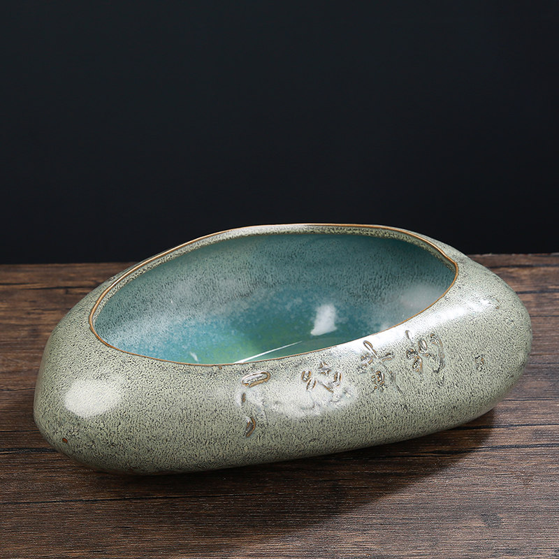 仿石头古典陶瓷花盆水培简约大号碗莲睡莲铜钱草绿萝金鱼盆缸无孔