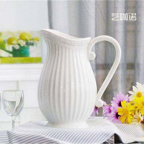 地中海奶壶陶瓷花瓶水培插花