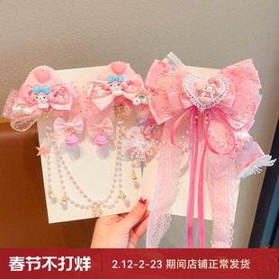 女童公主发饰2026新款宝宝汉服头饰古装眉心链儿童额头链女孩发夹