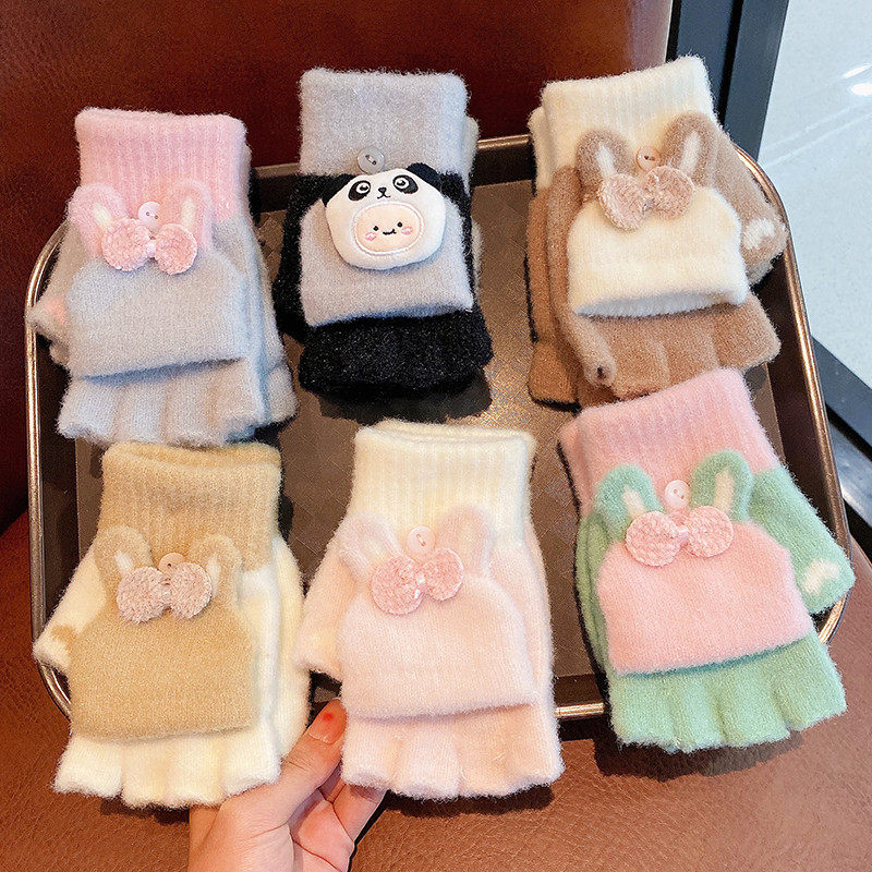 保暖儿童手套女孩秋冬款冬天半指男孩女童翻盖五指冬季小学生写字,童装/婴儿装/亲子装,手套,淘宝优惠券,粉丝福利购,淘宝优惠卷