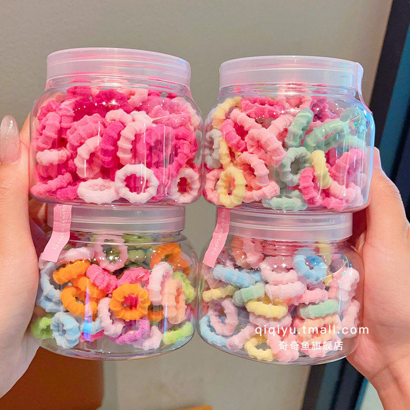 儿童糖果色螺纹毛巾圈发绳小号拇指皮筋女宝宝扎小揪揪不伤发头绳