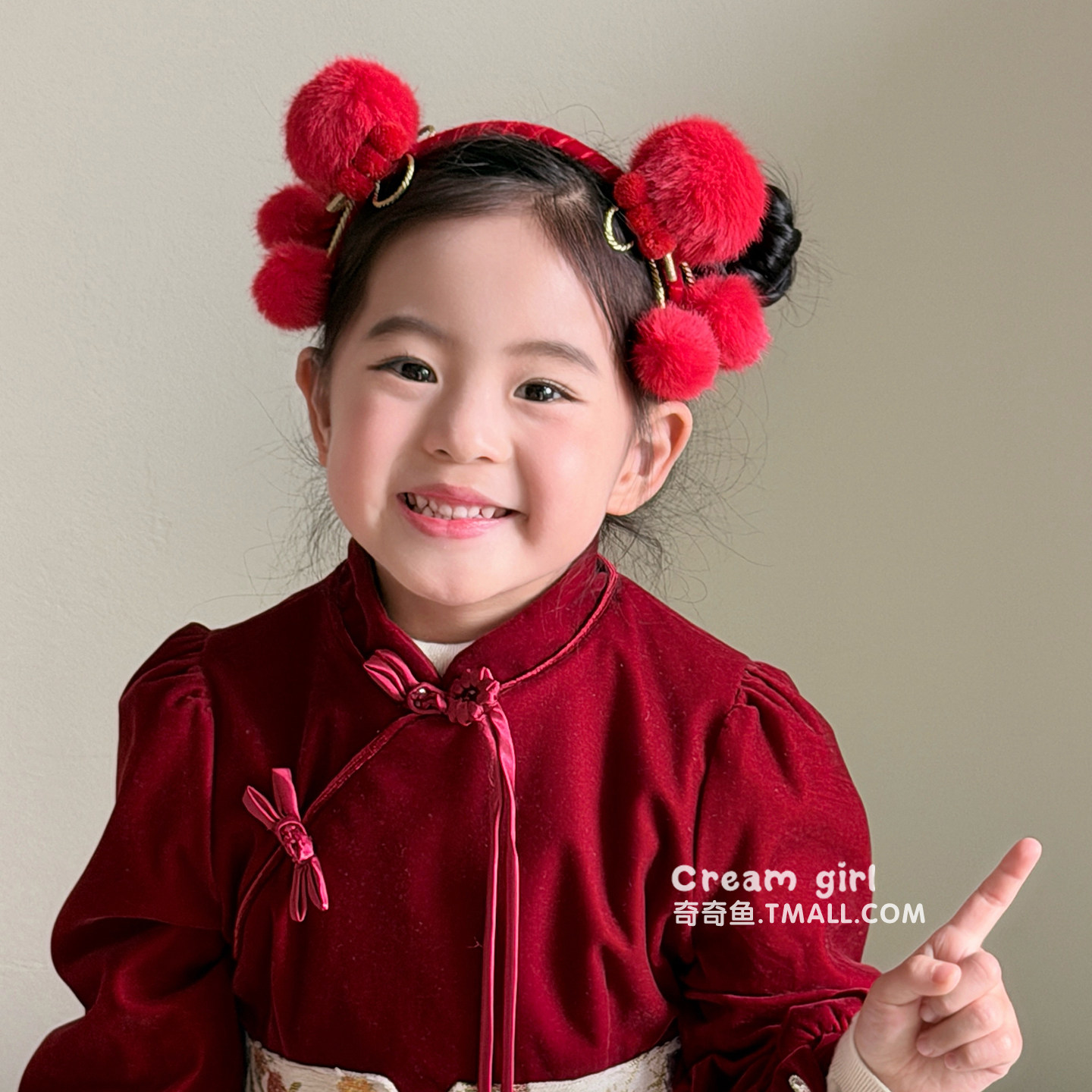 女孩红色吉祥新年发箍女儿童过年发饰宝宝压发中国风毛绒头箍头饰,童装/婴儿装/亲子装,发饰,淘宝优惠券,粉丝福利购,淘宝优惠卷