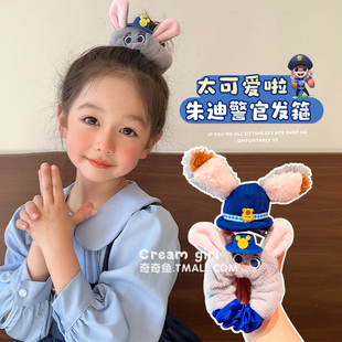 宝宝女款 兔子警官头饰疯狂动物城头箍卡通可爱朱迪兔耳朵毛绒发箍