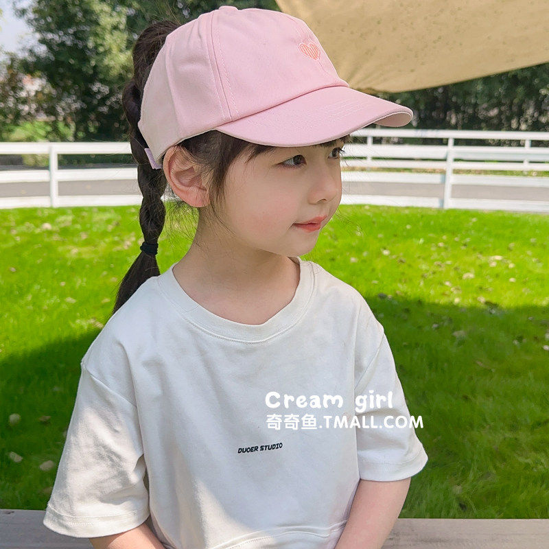儿童帽子女童夏季可扎高马尾图片