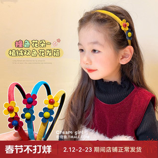 秋冬田园复古小花朵儿童发箍简约细边女童百搭布艺头箍不勒头发饰