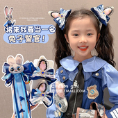 儿童可爱发卡兔子警官朱迪兔耳cos配饰发夹小女孩疯狂动物城帽子