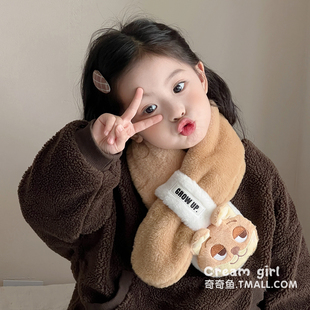 儿童2025秋冬季 卡通可爱保暖围脖男女童宝宝防风防寒加绒围巾 新款