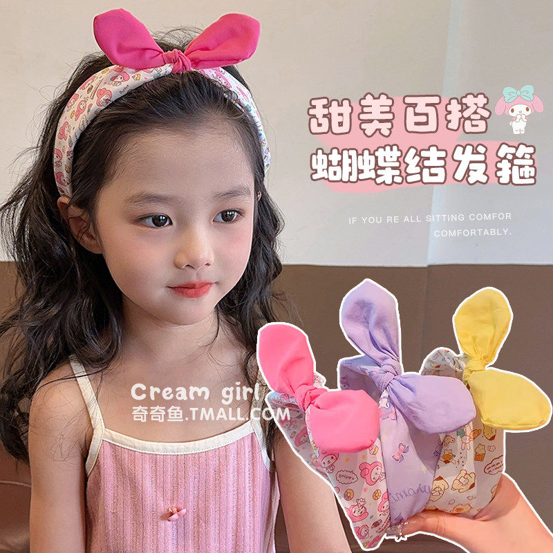 儿童可爱小库发箍女童蝴蝶结头箍束发女宝宝宽边发卡压发女孩防滑