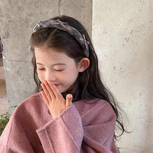 儿童学院风格 宝宝复古束发发卡女孩压发头箍 纹蝴蝶结发箍2025新款