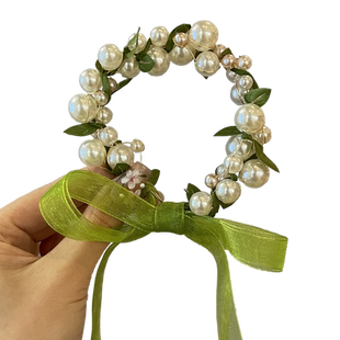 儿童编发带甜美发箍小公主节日演出头箍飘带女童宝宝生日花环发饰