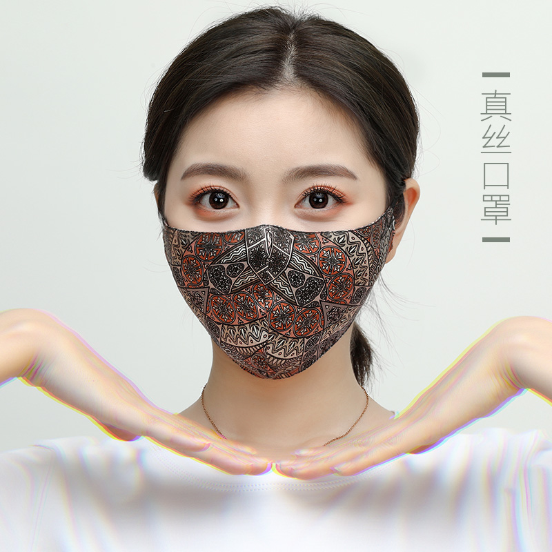 Mask printed dust-proof sunscreen mask breathable female anti ultraviolet silk thin goddess fashion protective mask