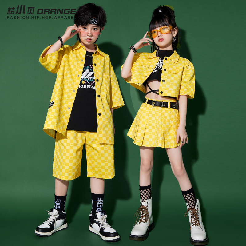 桔小贝通用嘻哈街舞黄色演出服