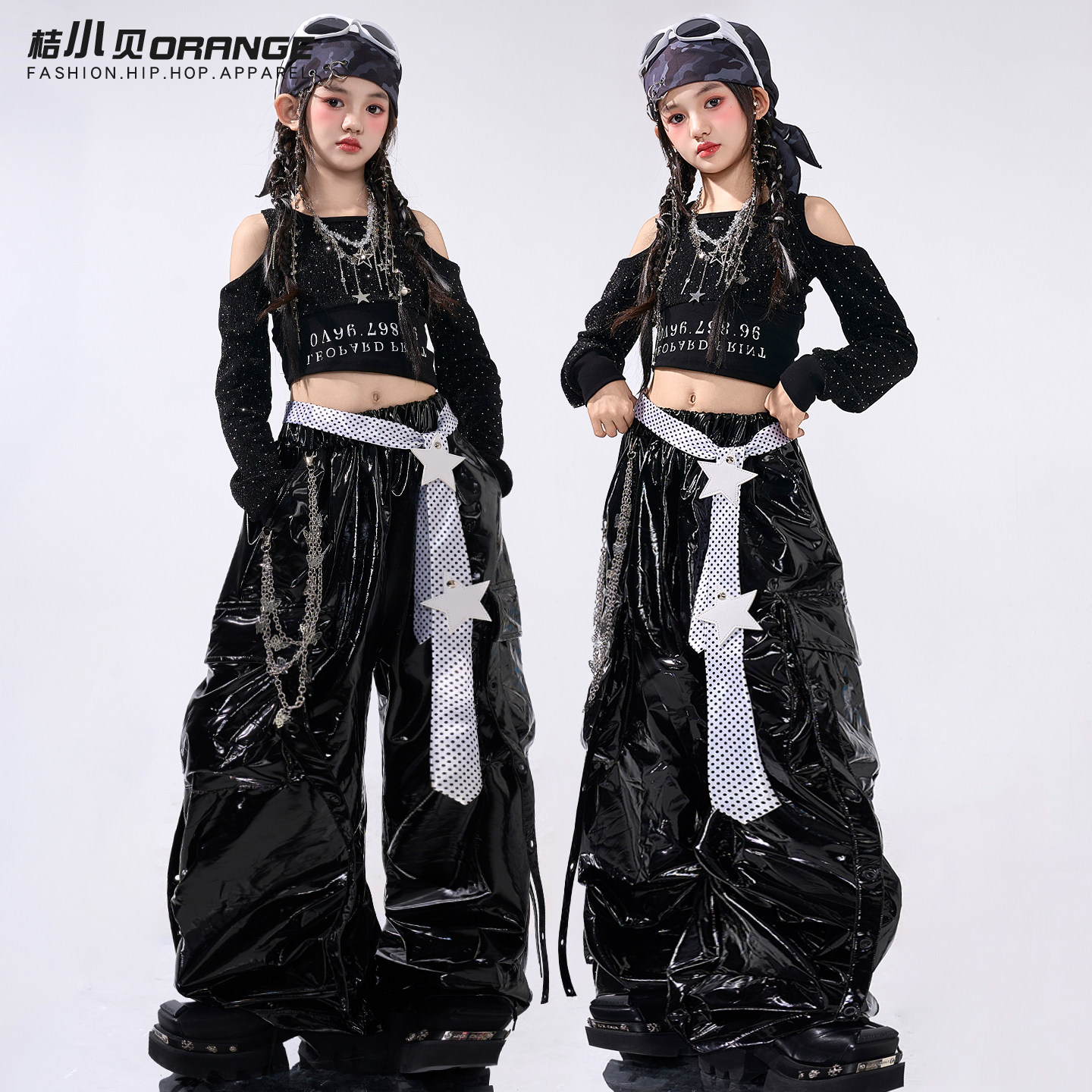 爵士舞服装女儿童走秀亮闪闪上衣