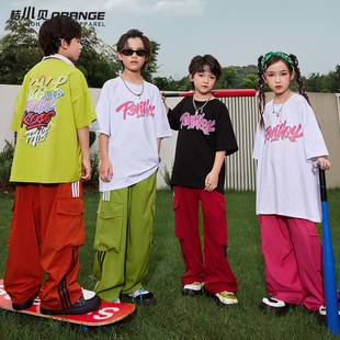 街舞套装男童潮服儿童嘻哈炸街hiphop童装夏季宽松女童演出服潮装