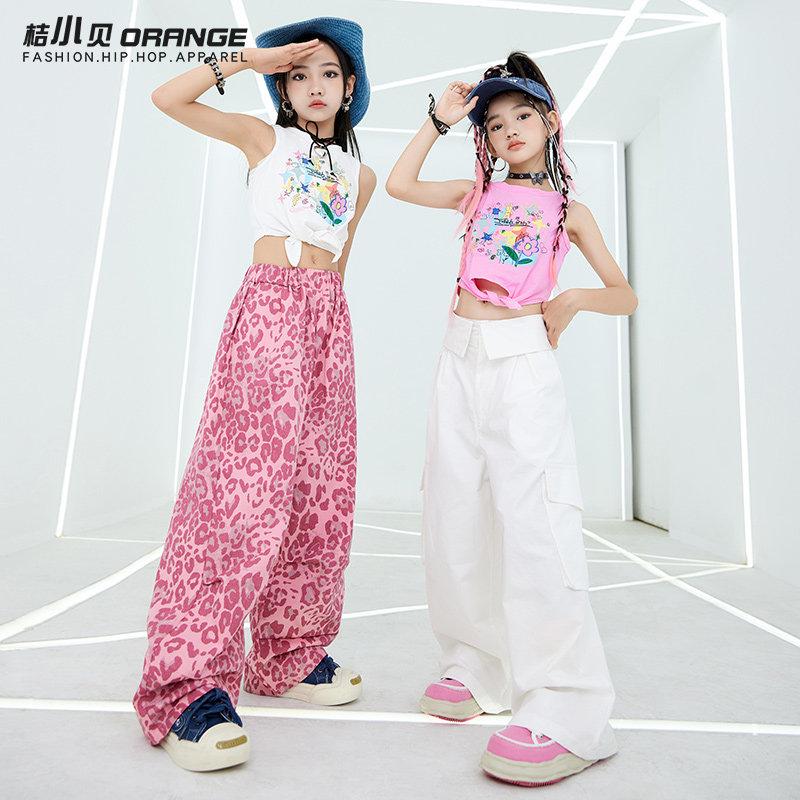 爵士舞服装儿童嘻哈走秀潮服女孩舞蹈练功服女童街舞潮装时尚背心