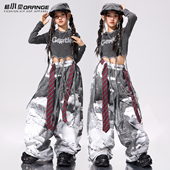 旦套装 女童爵士舞服装 走秀潮酷炸街嘻哈元 露脐女孩街舞潮服表演服