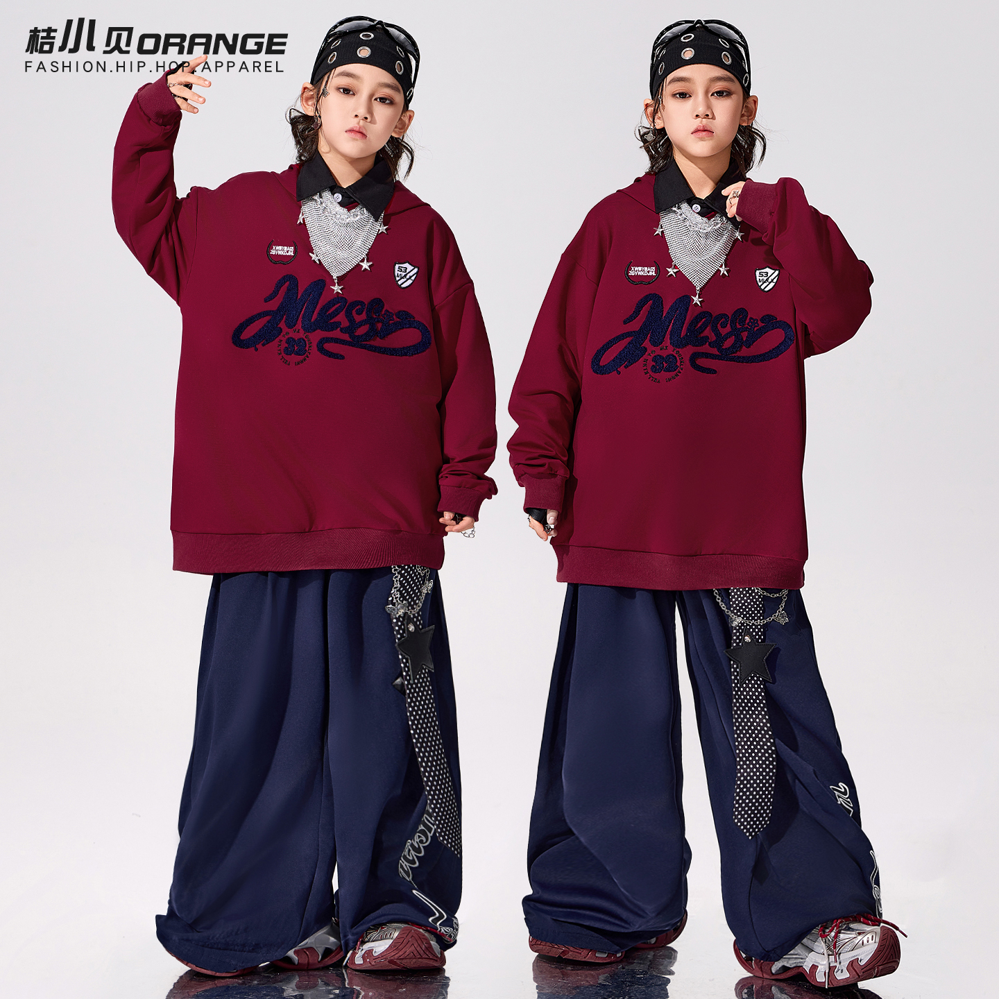少儿hiphop街舞服装穿搭男童红色