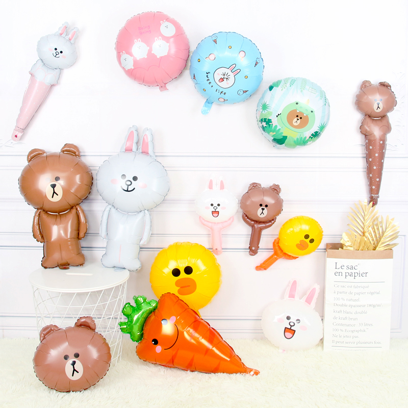 line town布朗熊可妮兔莎莉鸭主题铝膜气球儿童成人生日派对装饰
