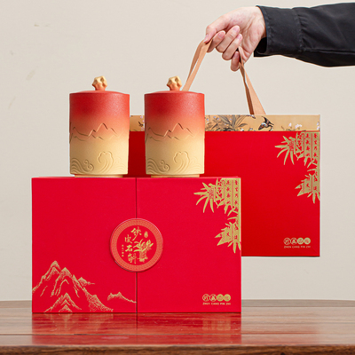 高端铁皮枫斗石斛包装盒石斛粉礼盒空盒陶瓷双罐250克定制礼品盒