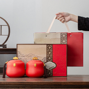 高档中式茶叶罐礼盒装空盒子通用金骏眉大红袍滇红茶包装盒高级感
