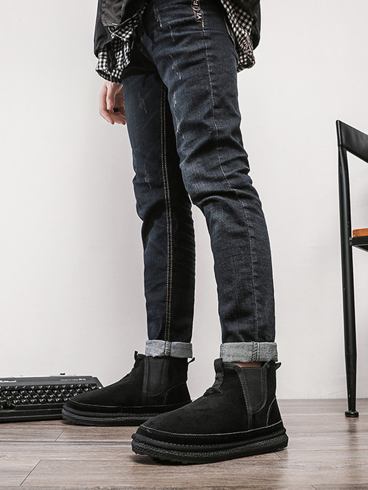 ANTI-SKI BOOTS MENS 2024 NEW WINTER FLEECE THICKENED BOOTS MENS COTTON SHOES KOREAN VERSION OF WARM BOOTS TIDE