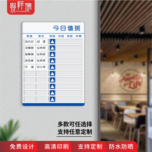 今日值班牌亚克力工作人员去向牌定制办公室门牌科室牌员工岗位牌早晚班在岗状态牌可更换轮班调岗值日安排表