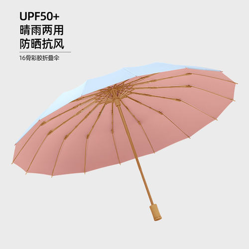 妠兰铃雨伞彩胶晴雨两用加大加固