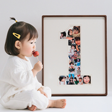宝宝1周岁纪念相框diy定制周岁礼物打印照片儿童成长记录实木画框