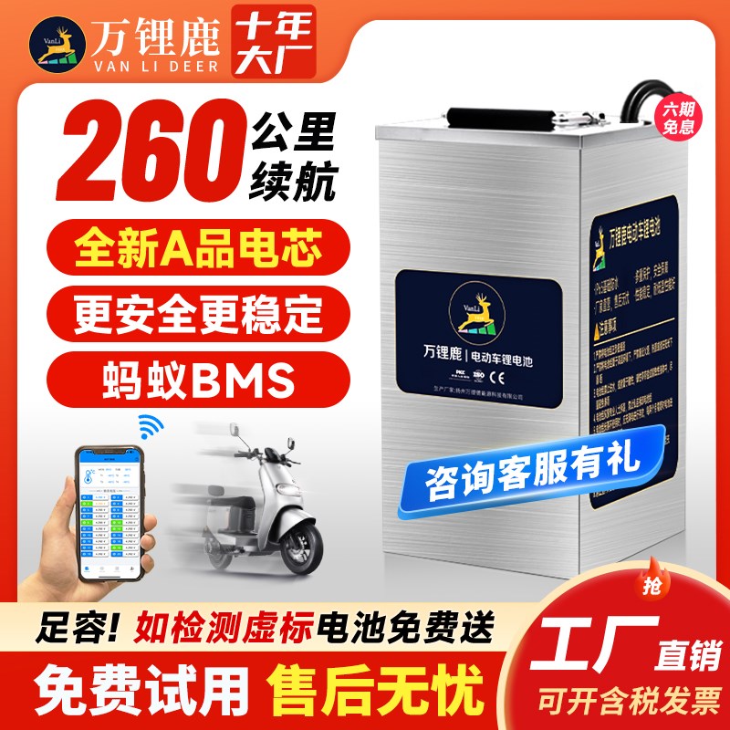 LG电动车72v60v48v外卖快递家用三K元锂磷酸铁锂电动摩托车电池