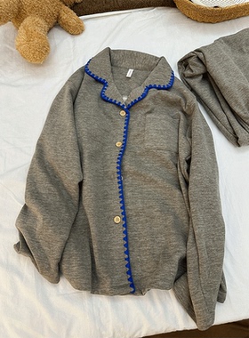 德绒网红ins风加厚睡衣女秋冬季2025年新款高级灰开衫长袖家居服