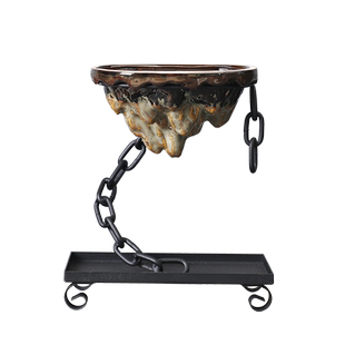 中式铁艺悬挂式创意植物盆栽禅意摆件文竹铁树铁链悬浮微景观盆景