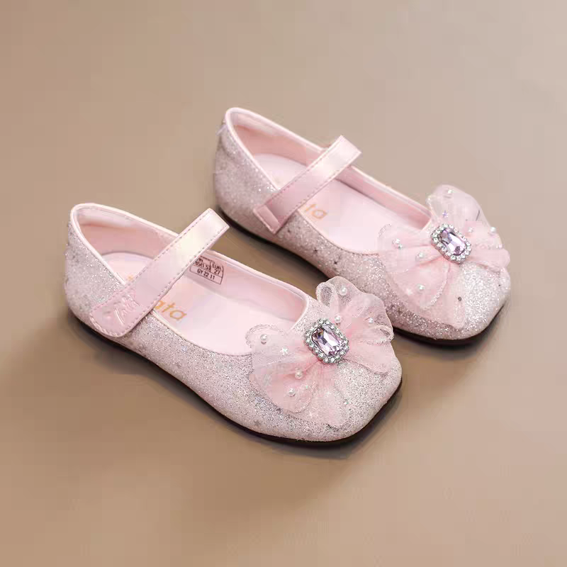 童鞋梦幻小蝴蝶皮鞋秋季舒适软底宝宝鞋甜美洋气百搭公主鞋4210