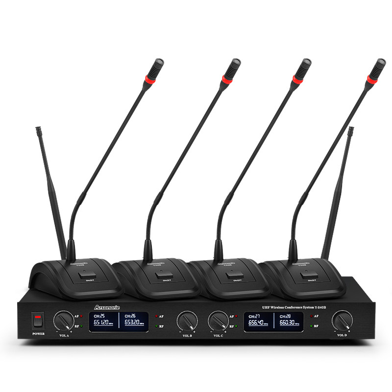 雅奇力话筒无线麦风一拖四会议专用电容式鹅颈一拖二专业工程配套