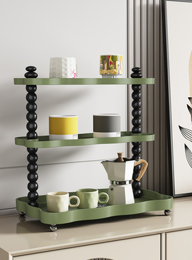 绿色杯架子法式中古风收纳架轻奢高级感桌面台面香水多功能置物架