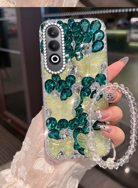 绿色小清新水钻适用OPPOk12手机壳镶钻9+新品realmex2高级感K11女款6PRO外壳4SE 防摔k13Turbo全包R15x