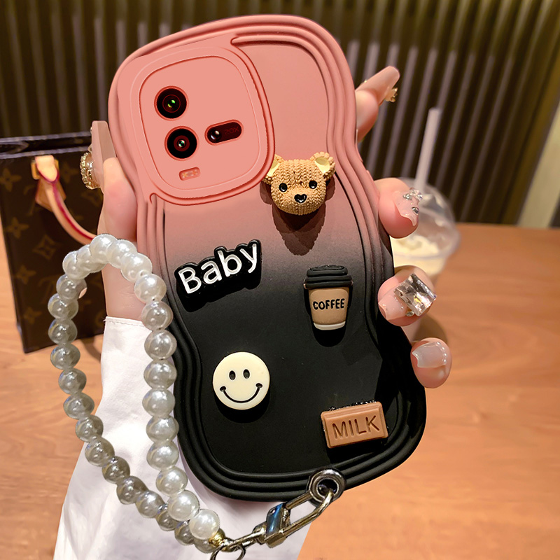 波浪纹渐变立体咖啡适用iQOO10PRO手机壳vivo新款iq00网红11s秋冬8硅胶5小众iq7女款3高级感z8爱酷neo6se防摔