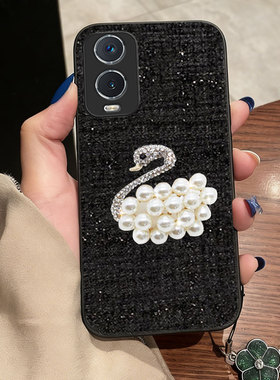 红色本命年布艺小香风适用vivoY76s手机壳过年Y300GT本命年Y3s秋冬Y300名媛Y35 5G冬天Z5i全包Y73s喜庆V27