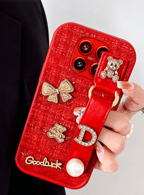 2026新款布艺小香风适用Redmi红米Note15手机壳毛绒8女款12小众13 喜庆9硅胶10S红色12冬天3防摔8A结婚1S